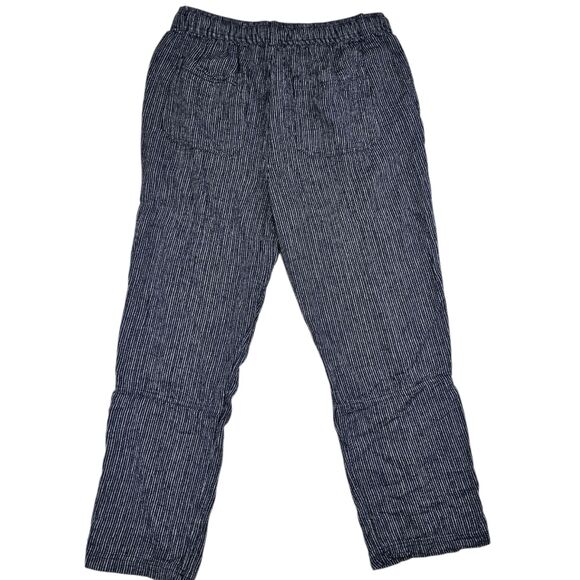 Time & Tru Linen-Blend Striped Pants Navy Women's Size Medium - Picture 2 of 11